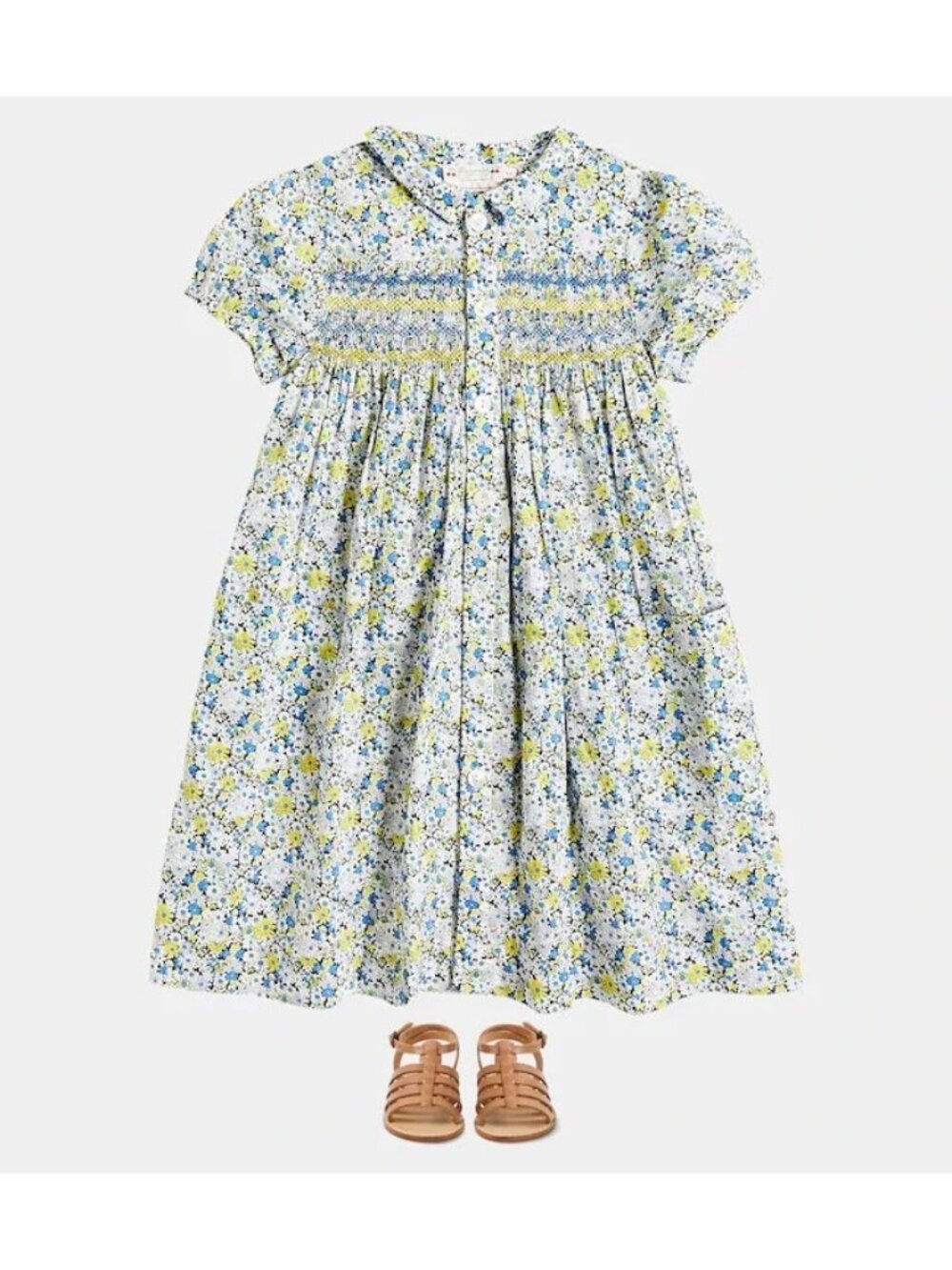 Bonpoint Candice smocked floral cotton dress size 10